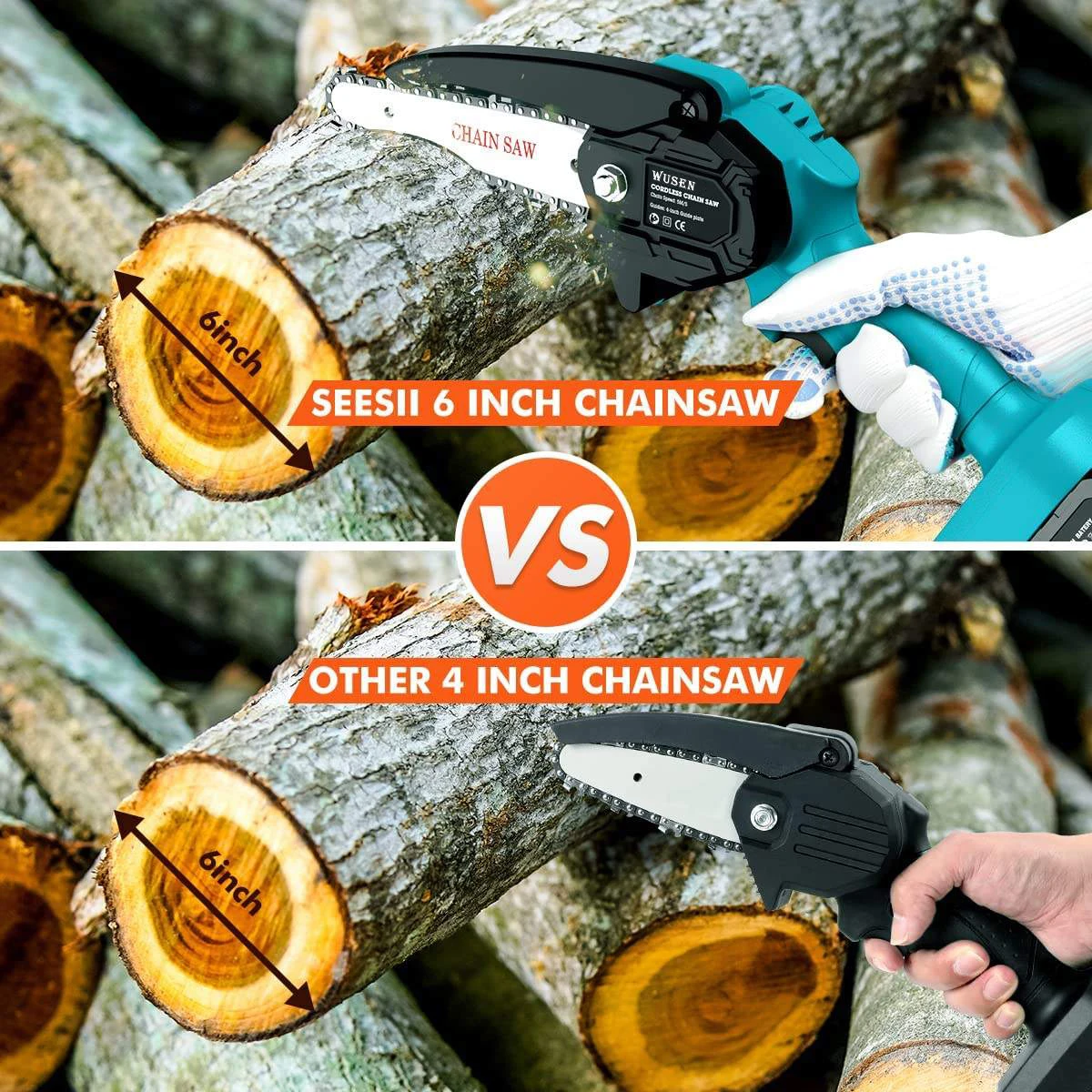 4inch+6inch two-in-one chainsaw chain saw machine price electric miniature mini electric chain saw with battery