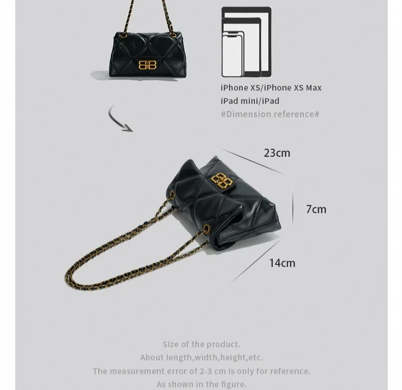 High quality cheap Explosive textured diamond check chain crossbody shoulder bag