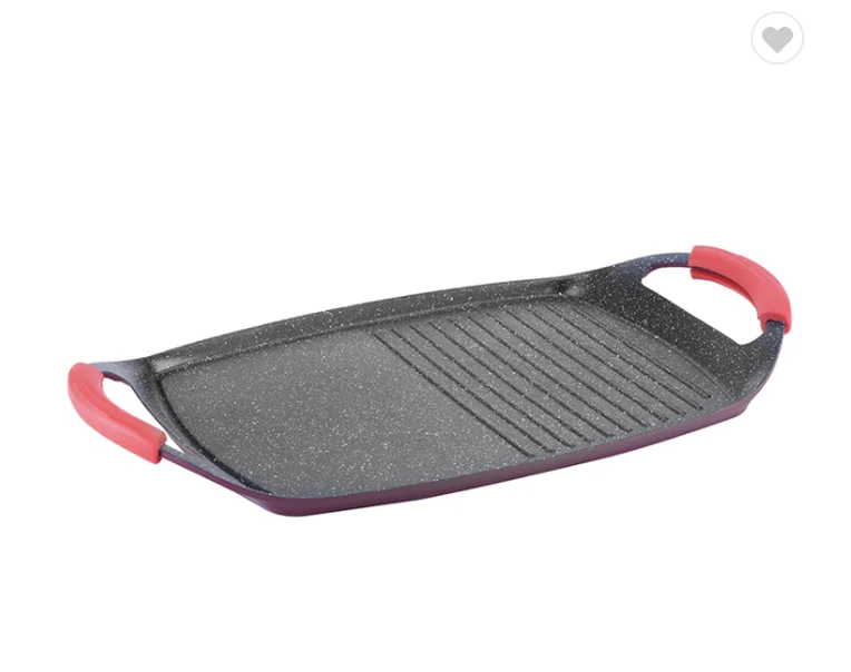 Durable Die Cast Aluminum Cookware Baking Pan Non Stick Grill Pan with Detachable Silicone Holders Oven & Induction Compatible