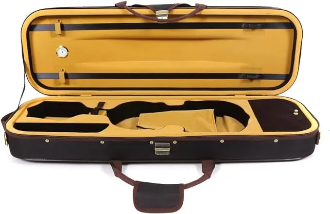 Professional and sturdy violin bag, full size hard protective cover with hygrometer lock compartment, adjustable shoulder strap