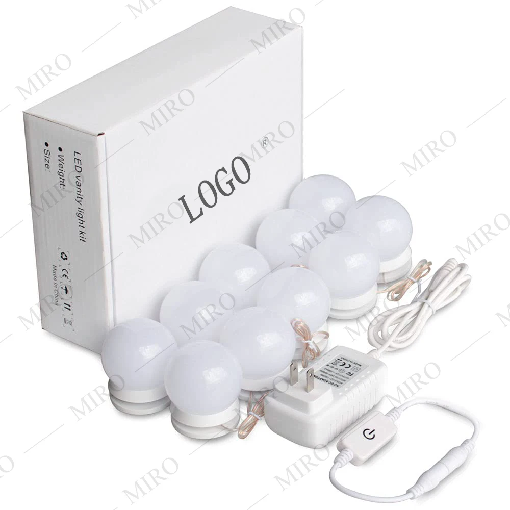 Лидер продаж пластиковые лампочки для макияжа светодиодные туалетной комнаты туалетный столик с 10 лампами регулировкой яркости