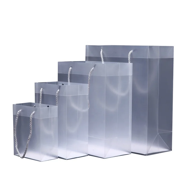 Custom Frost Transparent PP Plastic Handle Bag small clear plastic bag with UV Printing