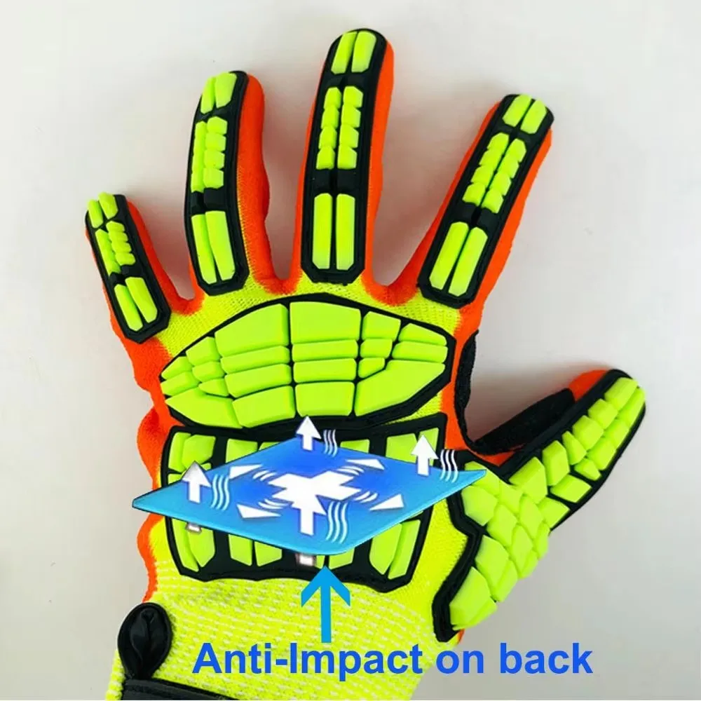 Safety Anti Vibration Protective Work Gloves Cut Resistant High Quality with Oil-proof Nitrile Dipped Palm Glove