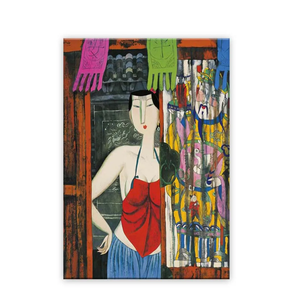 Classical artwork handmade chinese canvas silk scroll oil painting