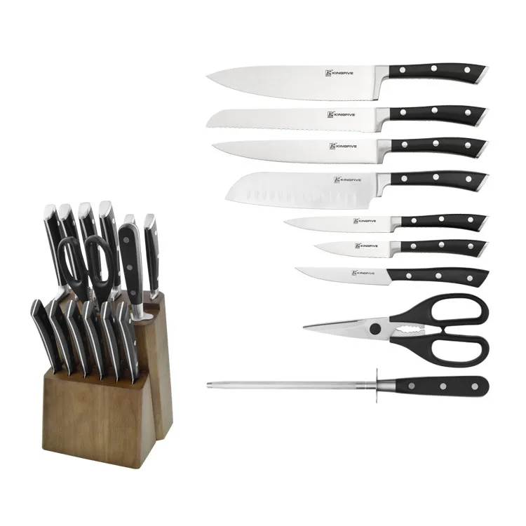 
15 pcs kitchen knife set with wooden block 