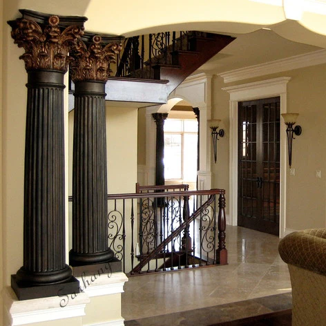 Classic Hand Carved  Stone Column Marble Round House Pillar Designs