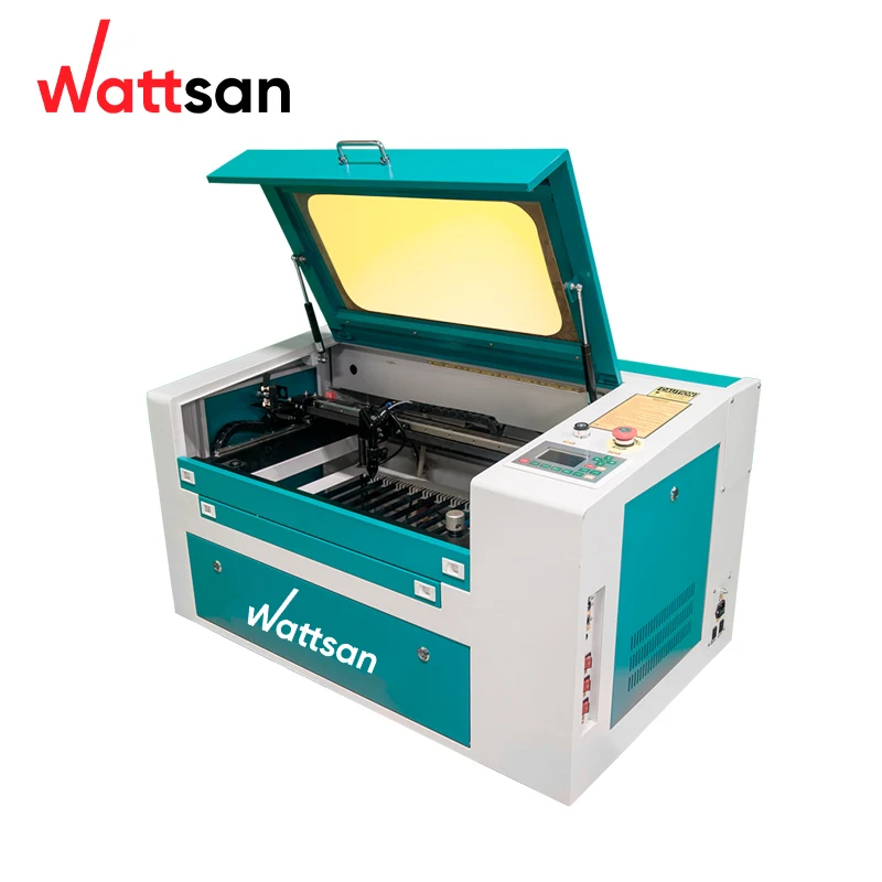 Wattsan 0503 50w phone case co2 small laser engraving machine 500*300mm stamp laser engraver cutter