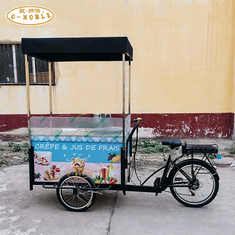 O-NOBLE Outdoor Sale Food Tricycle Crepe Bike with Pancake Maker