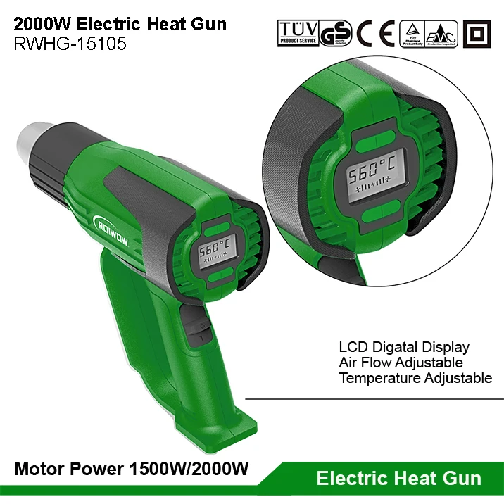 2000W Electric Power Heat Guns Machine Portable handhold Hot Air Heat Gun Tools Temperature LCD Digital Display