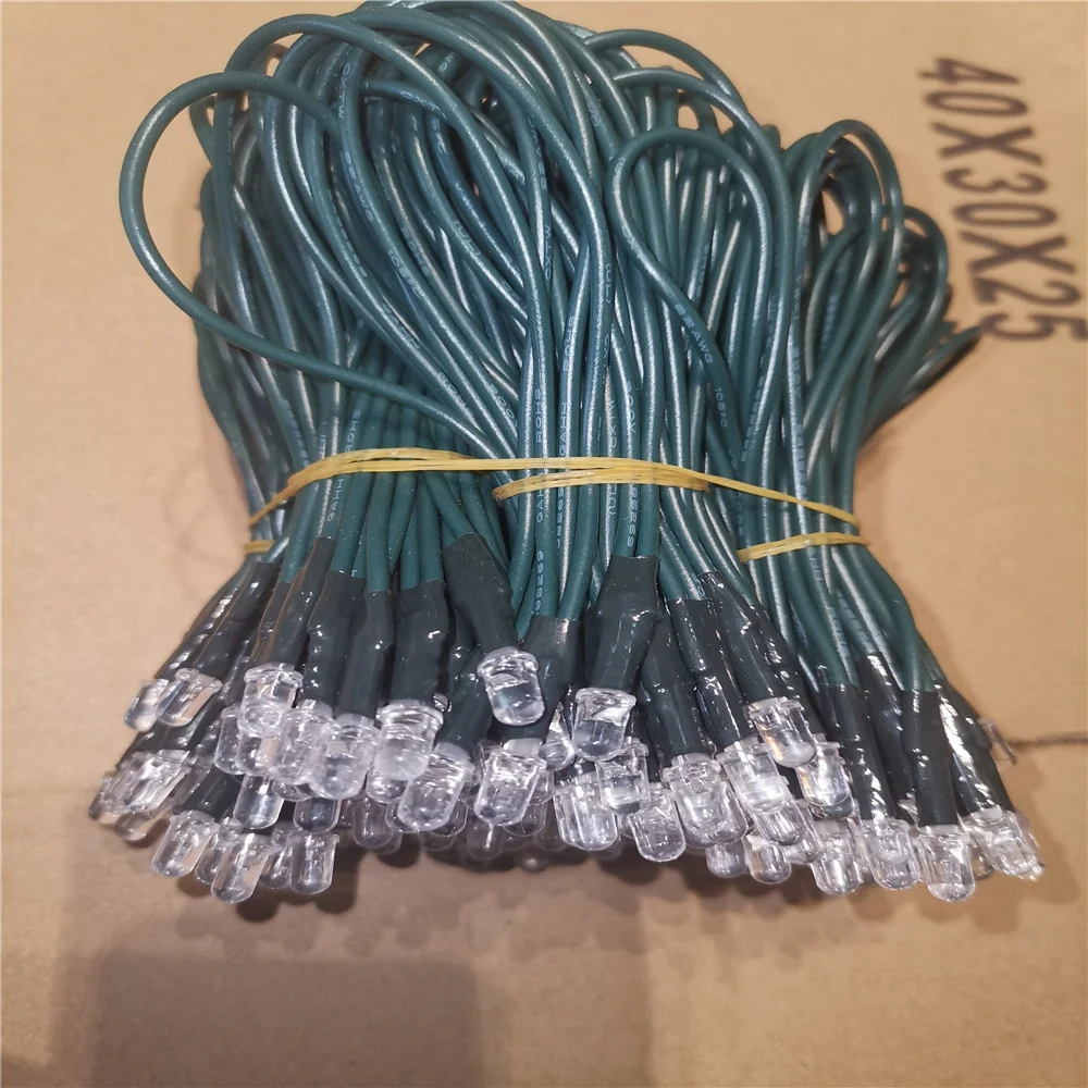 5V 12V 24V 5mm red / white / yellow / green prewired led lamp with 60mm 20cm wires