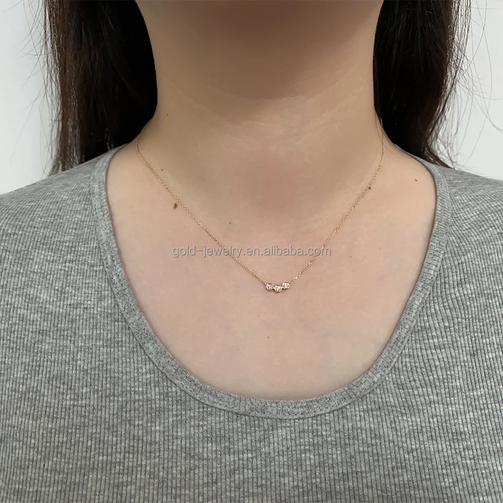 Роскошные изысканные ювелирные изделия AU585 14K сплошное желтое золото лабораторное бриллиантовое ожерелье популярный дизайн