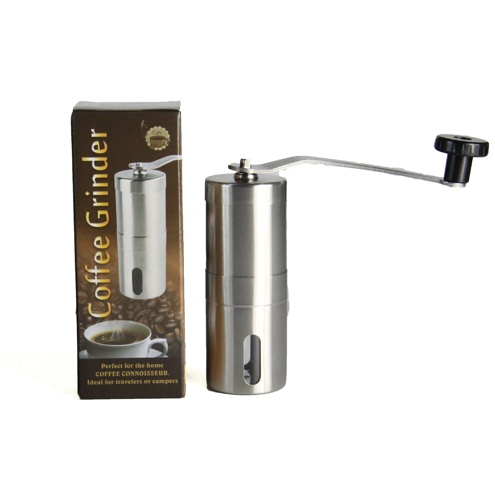 Stainless Steel Manual Coffee Grinder Outdoor Burr Mill Adjustable Setting Portable Precise Brewing Hand Crank Coffee Grinder