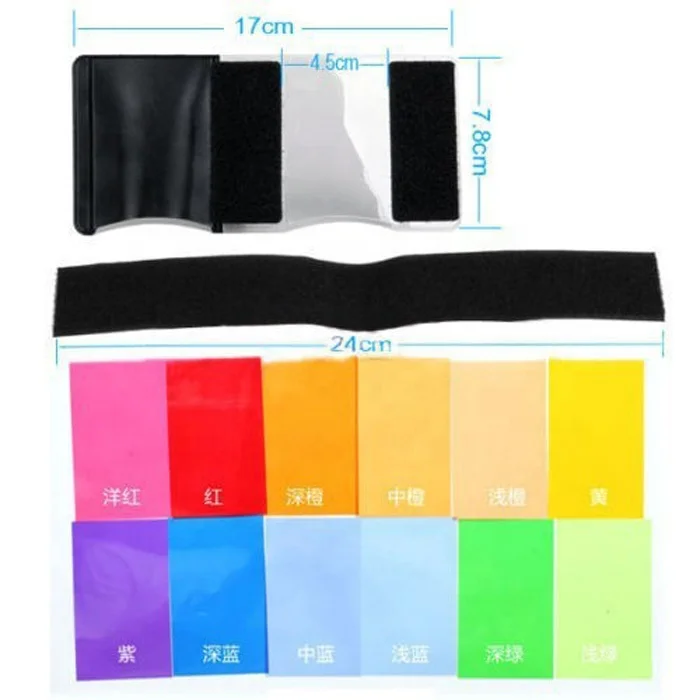 12pcs Universal Speedlite Color Filter Kit for Camera Flash Colors Lighting Flashlight For Canon Nikon Sony Pentax