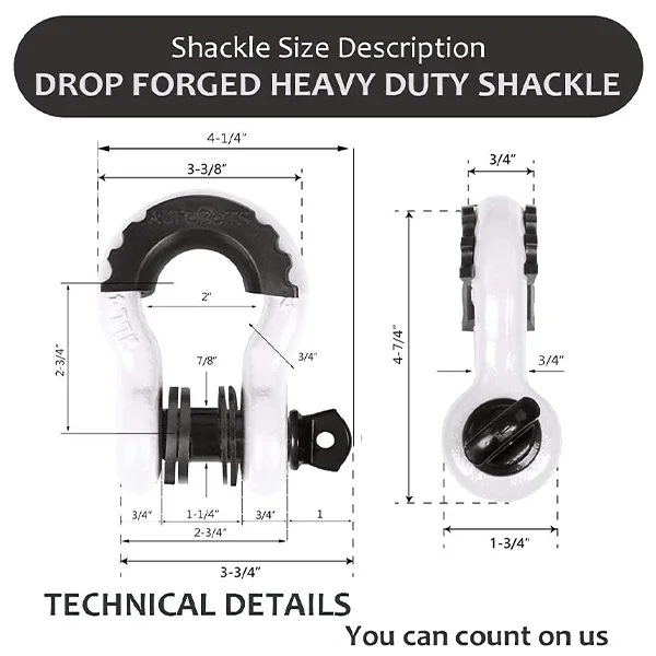 4.75T Heavy Duty Forged 3/4 Alloy Steel Tow  Off-Road Rigging US Type Bow Shackle for Heavy Industry Towing Trailer