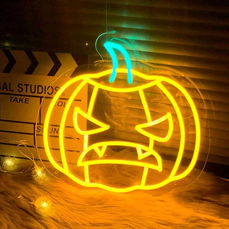 Custom Merry Christmas Neon Light Sign Halloween Skull Pumpkin Bat Neon Light Decor For Bedroom Party Wall Front Door Decor