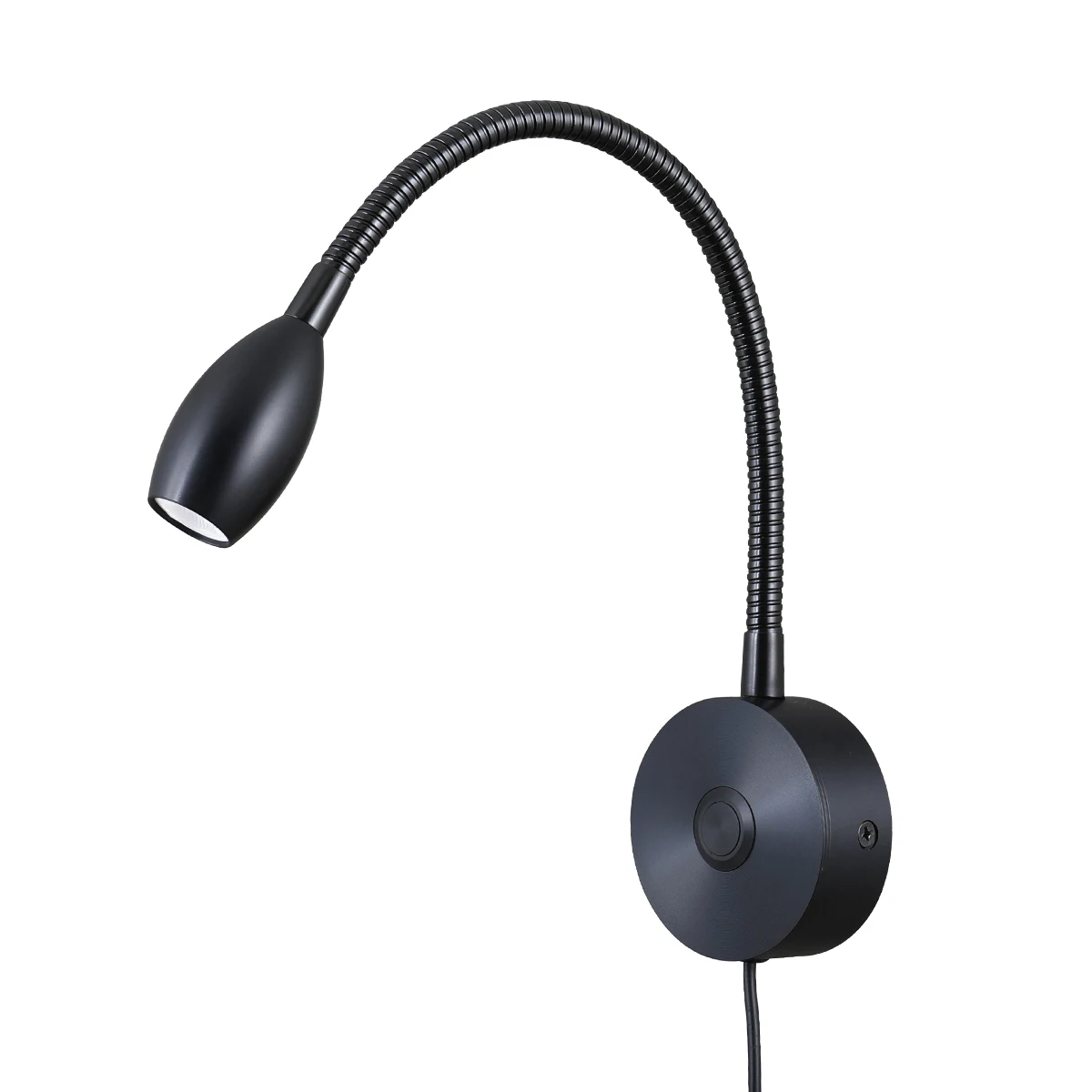 Bedside LED Reading Light Flexible Gooseneck Wall Lamp, Headboard Wall Mount Dimmable Book Light with Plug-in Power Adapter