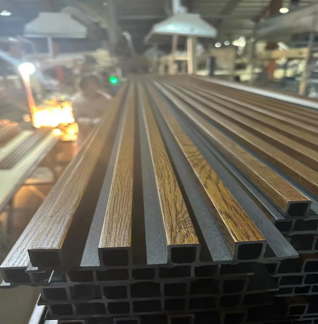 high quality Black base board wpc pvc wall panel wpc fluted wall panel wood replacement