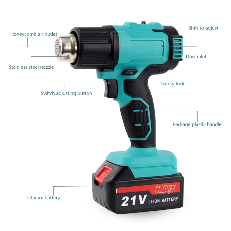 Wireless Rechargeable Heat Gun Plastic Welding Portable Tool Heat Shrink Film Heat Gun With Lithium Battery