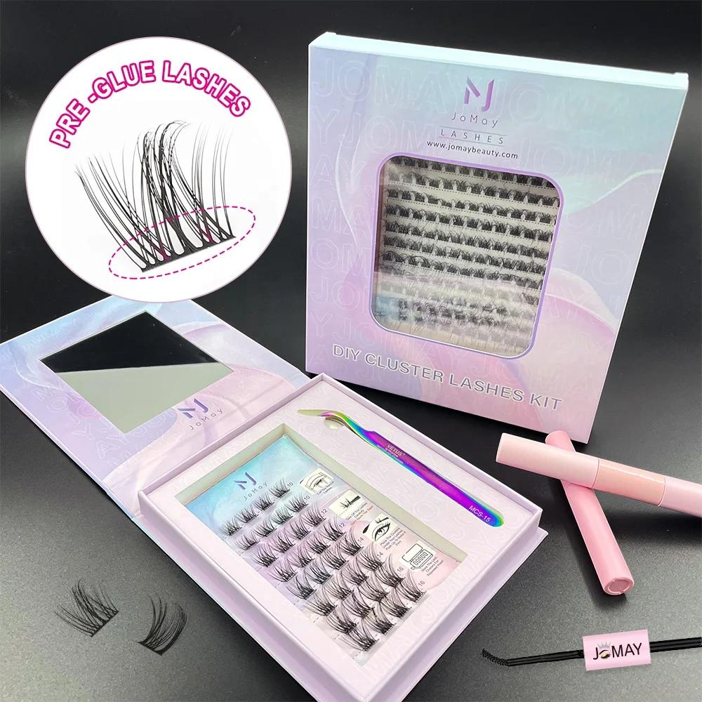 Reusable Self Adhesive Pre Bond No Glue Lash Clusters Individual Cd Fan Eyelashes press on Cluster Lashes Kit With Spikes bottom