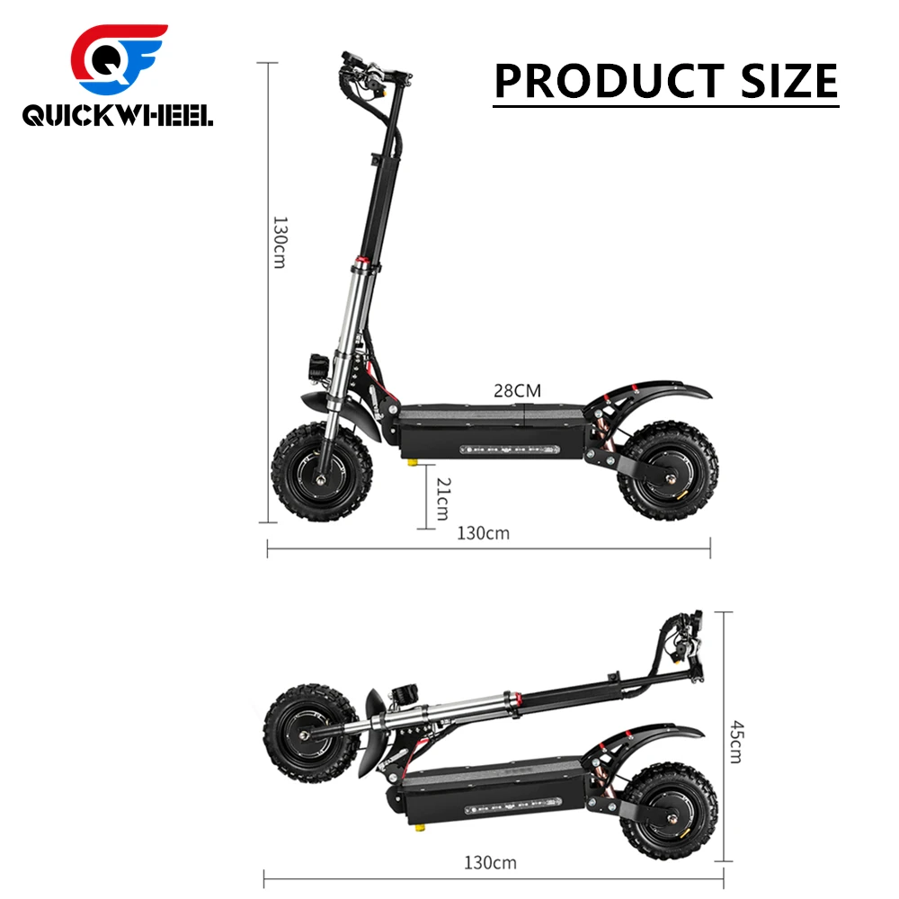 Мини Мощный двойной мотор и широкими колесами 11 дюймов quickwheel самокаты 5400 Вт Электрический скутер