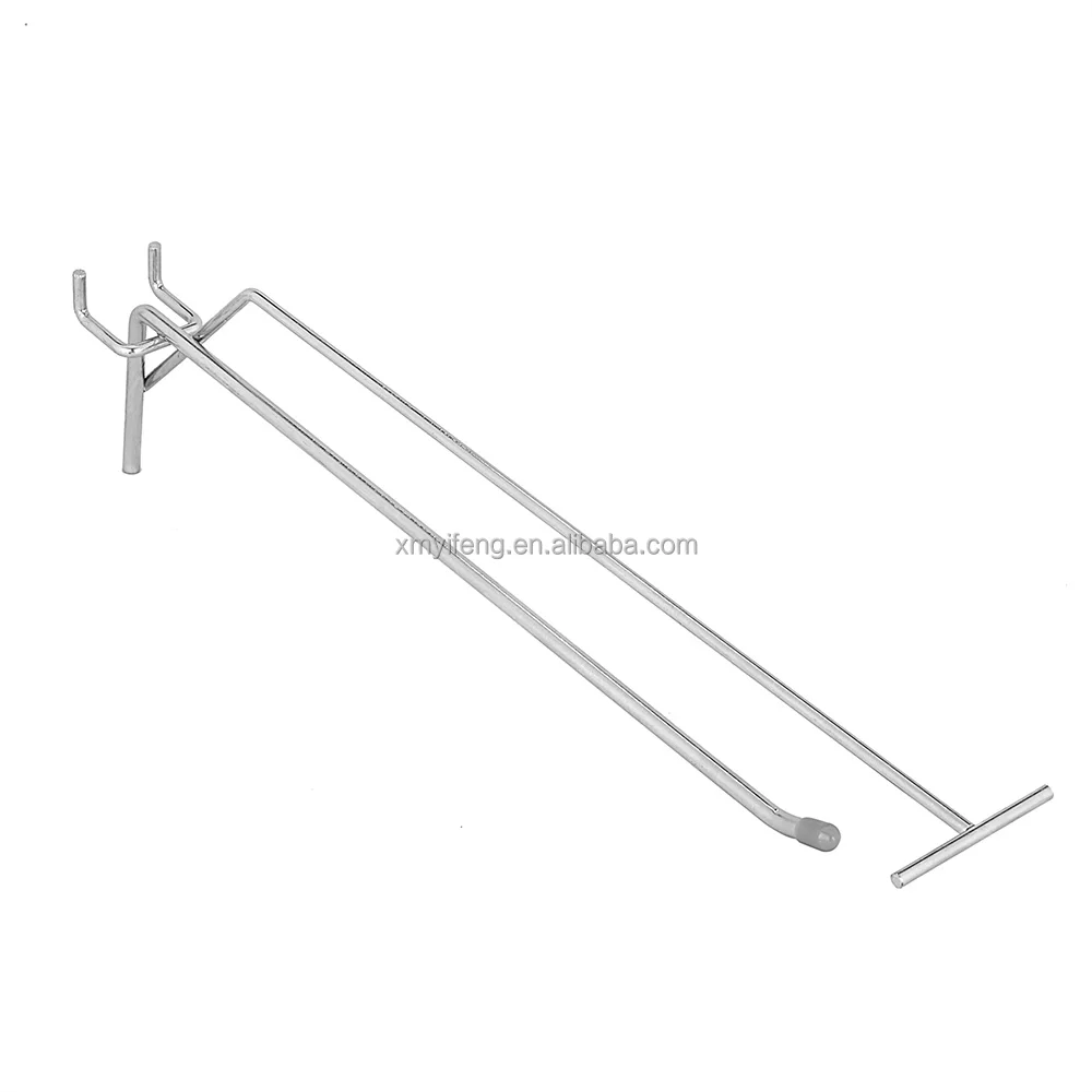 Metal Chrome Material Gondola Security Display Used Pegboard Hook For Shelf