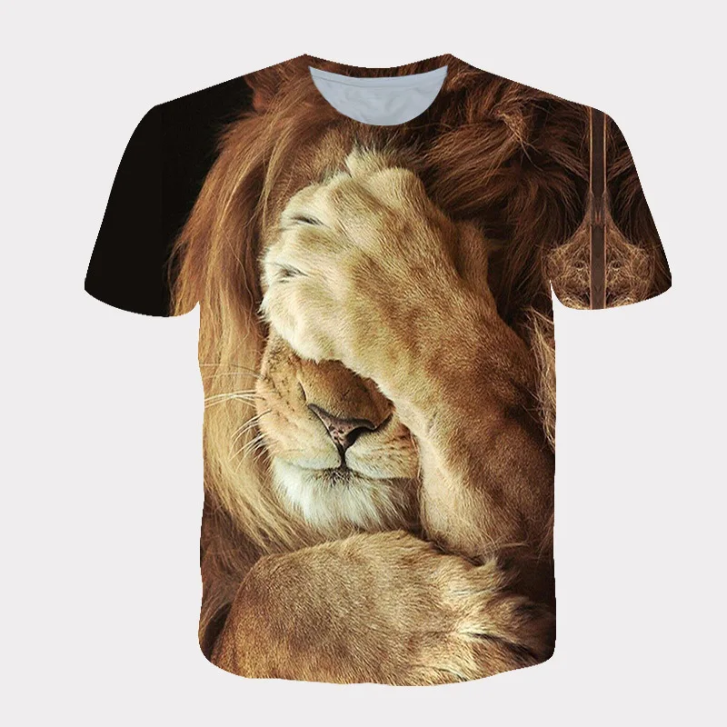 deep   men    plus size handsome  tiger lion    3d print t shirt  man  kid  animal  short sleeve 3D  t  shirts