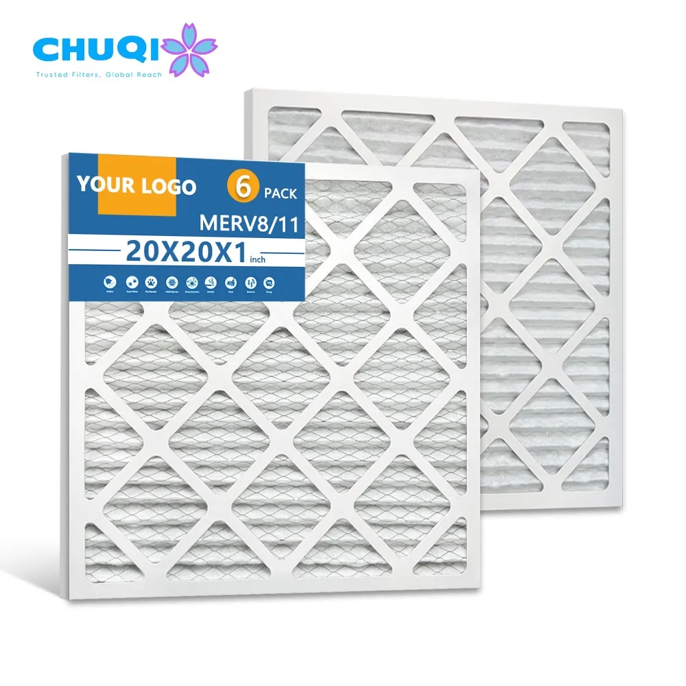 16x25x1 G4 EU4 Merv 7 8 MERV 13 картонный каркас HVAC воздушный фильтр плиссированные ac печи фильтры для системы кондиционирования воздуха