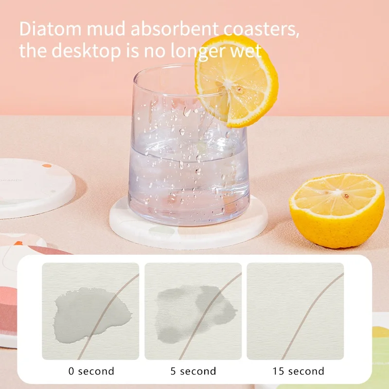 Absorbent Diatomite Coasters Quick-Drying Diatomite Coasters Protecting Your Furniture with Elegance