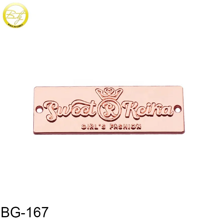 Zinc Alloy Brand Grments Logo Designs Engraving Name Clothing Metal Hang Tags