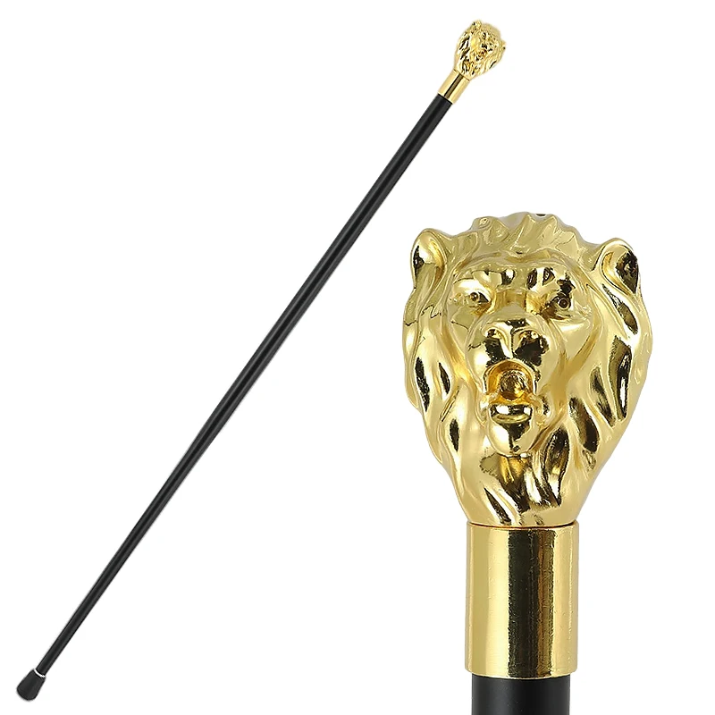 Fashion Walking Stick  Party Decorative Walking Cane Men Golden Lion Head Luxury Walking Stick Elegant Alloy Handle Cane