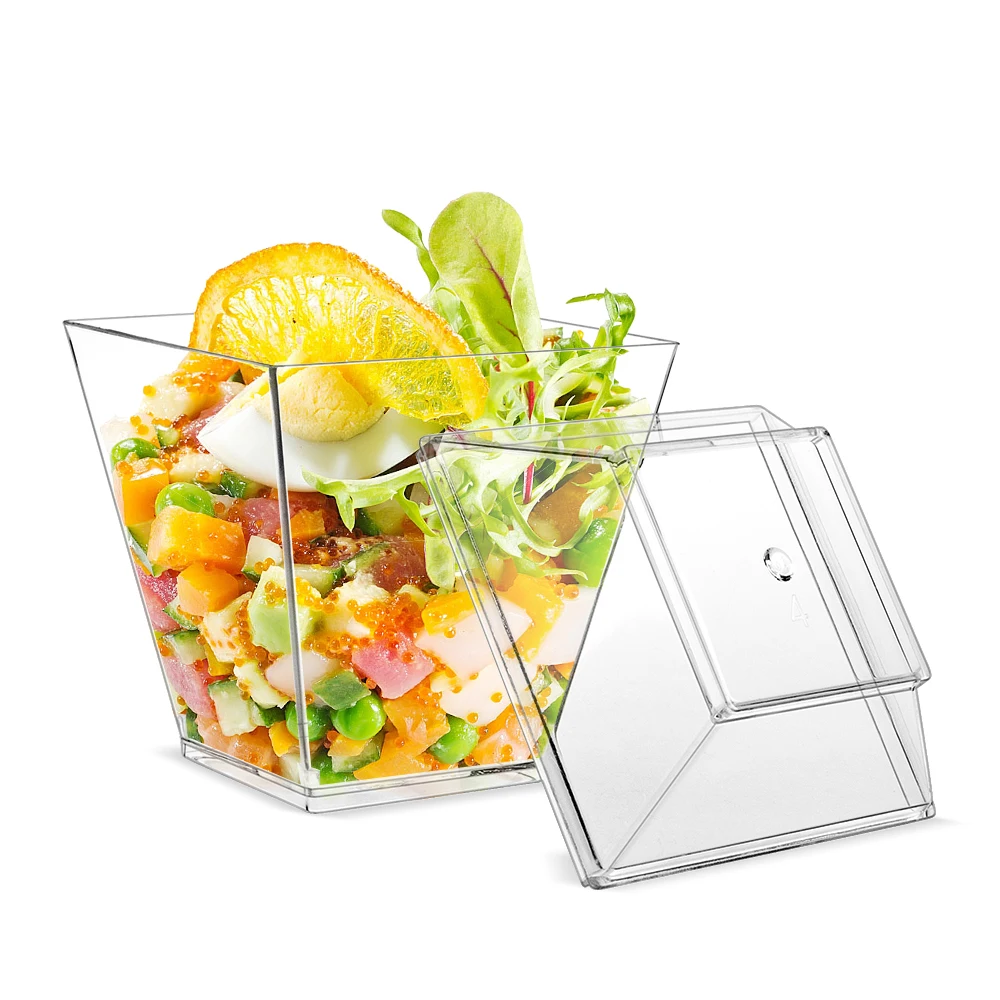 Cold Dessert Cup with Lid Cutlery Set Plastic 8oz Spill Proof Clear Customize OEM Packaging Container Vodka Accessory Style Food