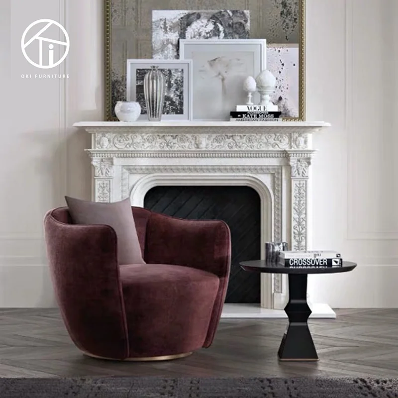 high end exclusive modern elegant living room furniture beautiful couch purple gold metal base leisure chairs single sofa