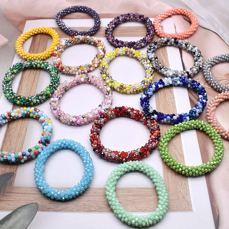 Glass Beads Hair Tie Elastic Hair Rope Simple Scrunchies Ponytail Headdress For Women Bracelet Hair Accessories