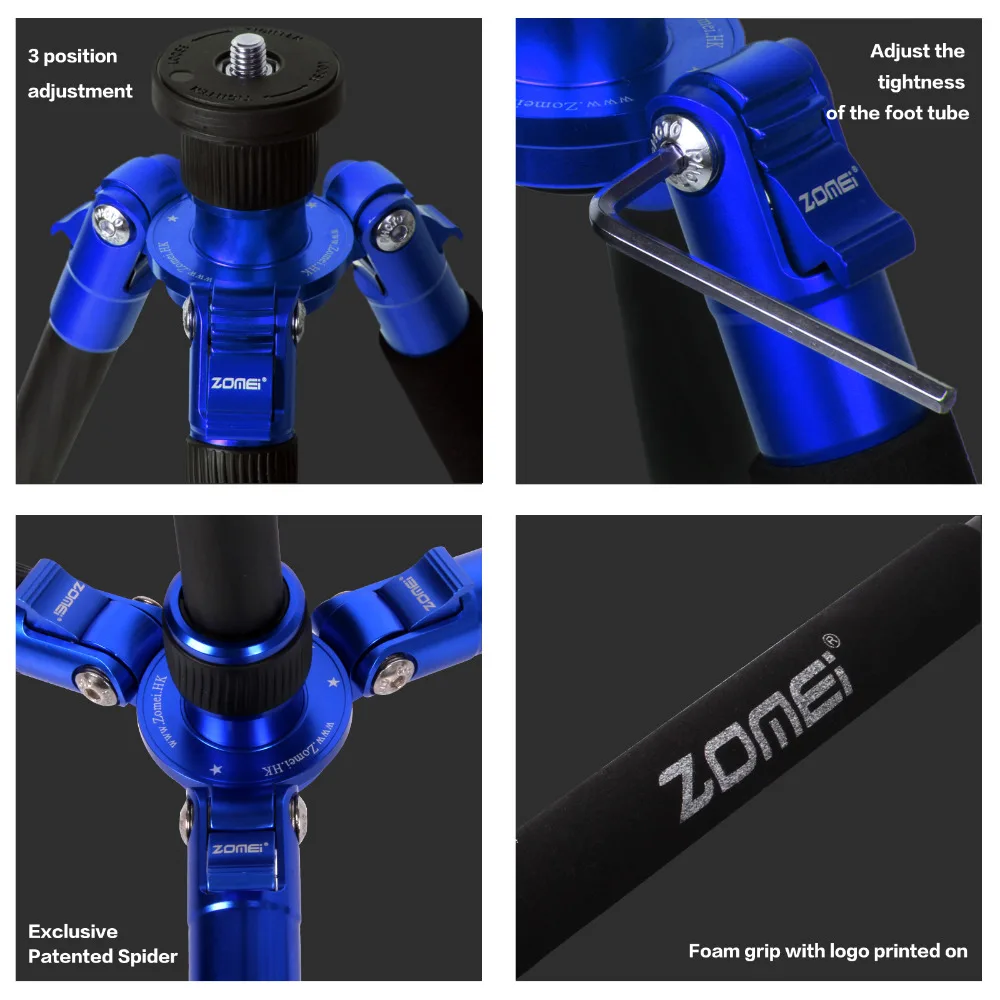 ZOMEI Z888C Professional Travel tripod Carbon Fiber camera Monopod Stand & Ball head with Bag for DSLR camera 5 Color available