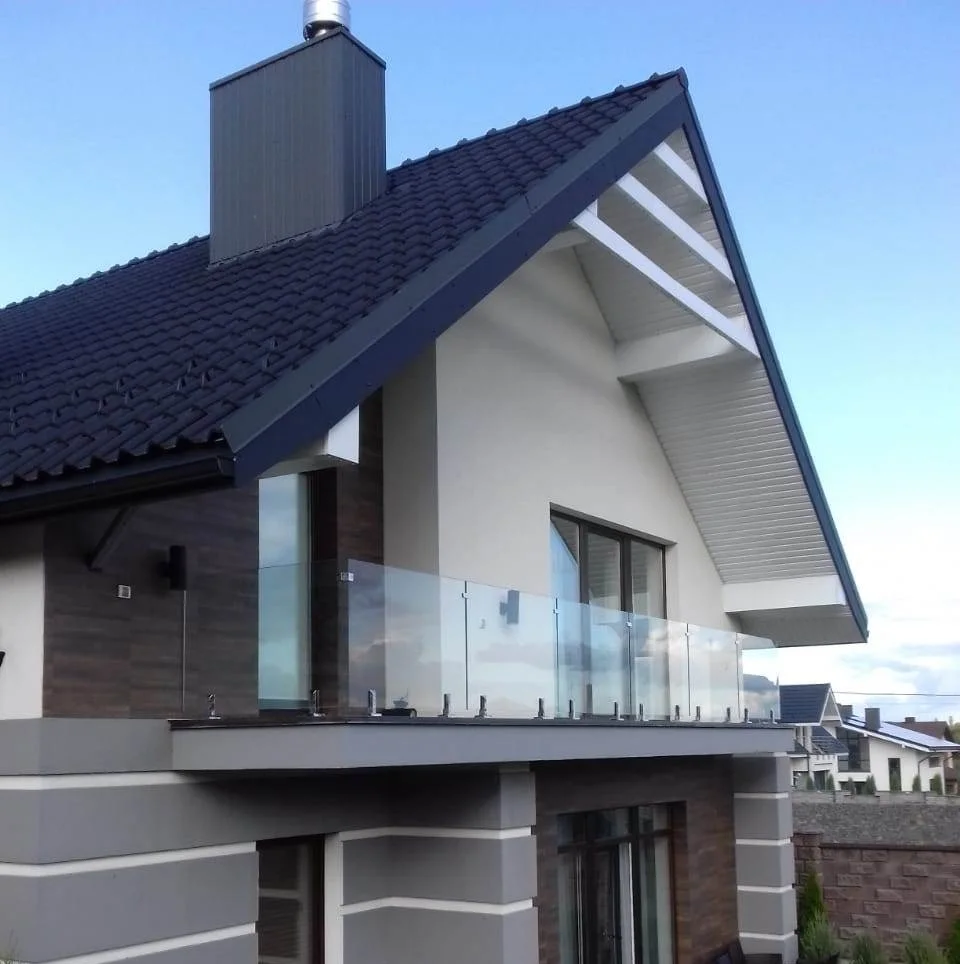 Frameless glass fence balcony design stainless steel spigot glass railing system