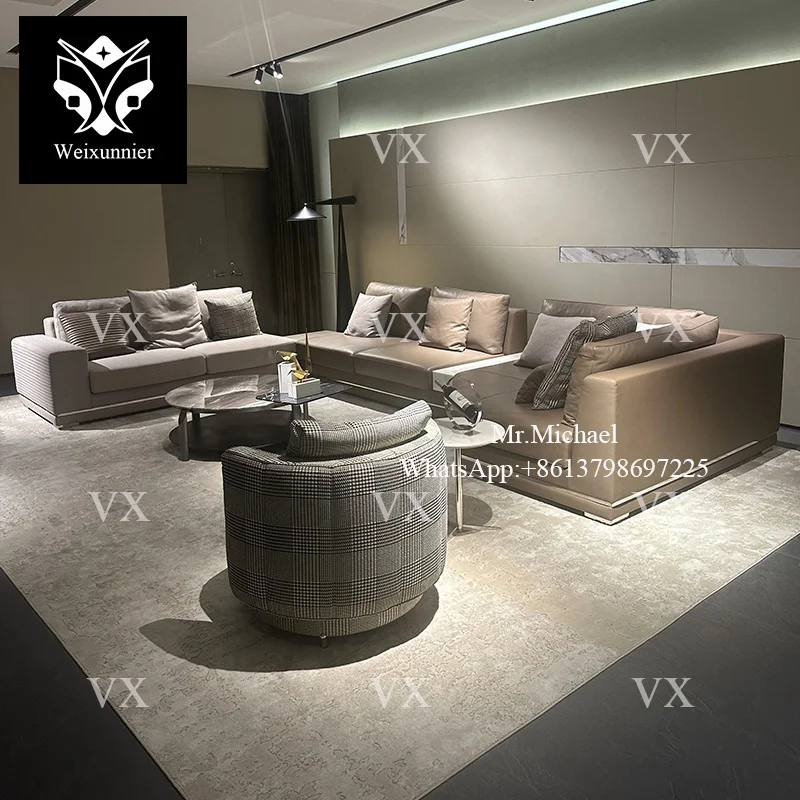 Italian design latest couch living room sofa set furniture custom modern fabric L shaped sofa set corner combination sofa
