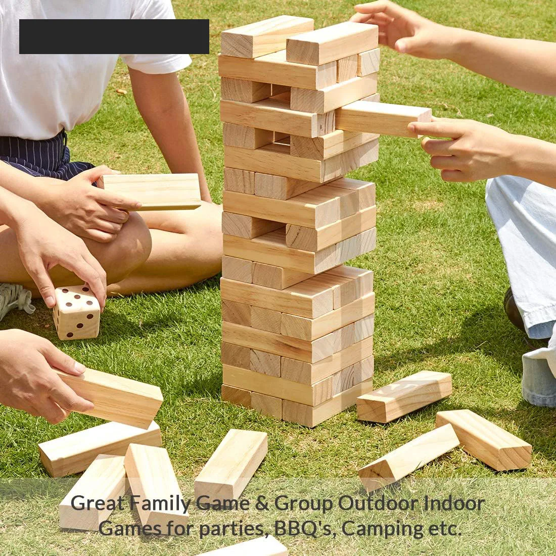 Samblocks Janga Giant Tumble Tower Janga Blocks Outdoor Game Pine Stacking Timber Classic for Kids De Vidrio 54 PCS Wood Unisex