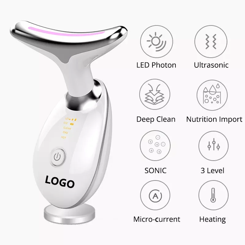 Neck Face Beauty Device Anti-wrinkle Anti-aging Reduce Puffiness Facial Device 3 Modes Neck Sonic Vibration EMS Neck Lift Device