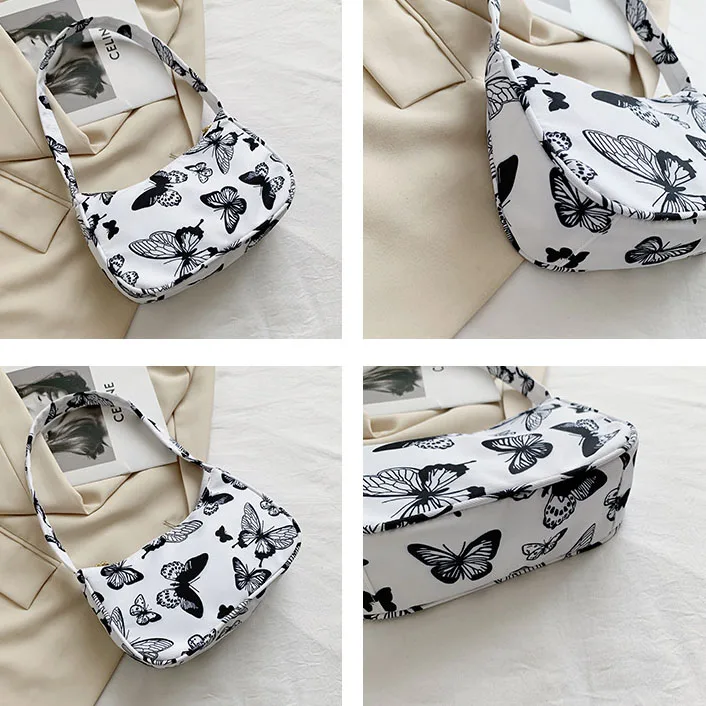 Animal Pattern Print Canvas Shoulder Underarm Bag Vintage Ladies Small Purse Handbags Casual All-match Fashion Women Square Bags