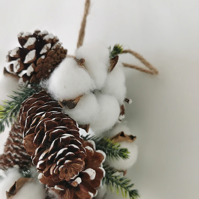 Hot sale artificial garland natural pine cone hanging decoration strings with cotton Christmas garland