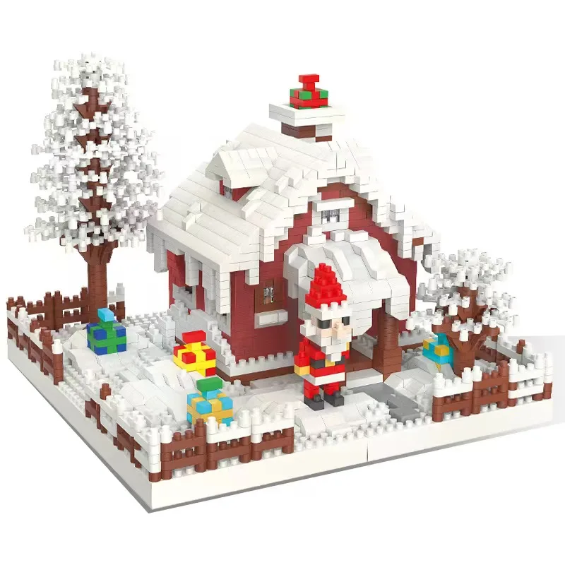 2023 Assembly fairy tale Christmas cottage Christmas tree small particle building blocks diy handmade educational gift kids toys