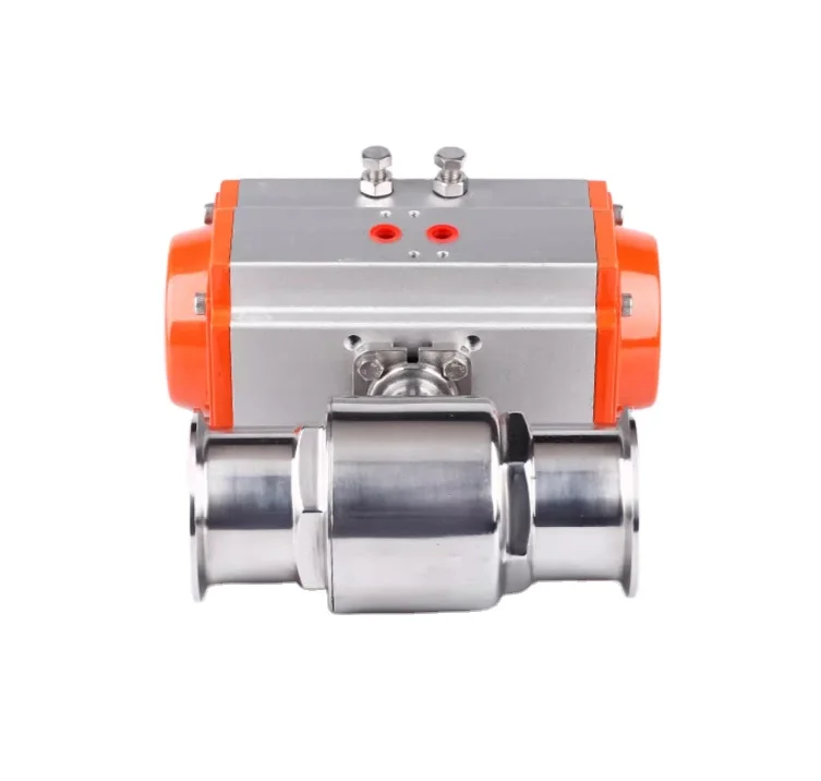 KQ Wholesale Food Grade Stainless Steel 304 316 4 Inch Tri Clamp Connection Sanitary Pneumatic Actuator Ball Valve
