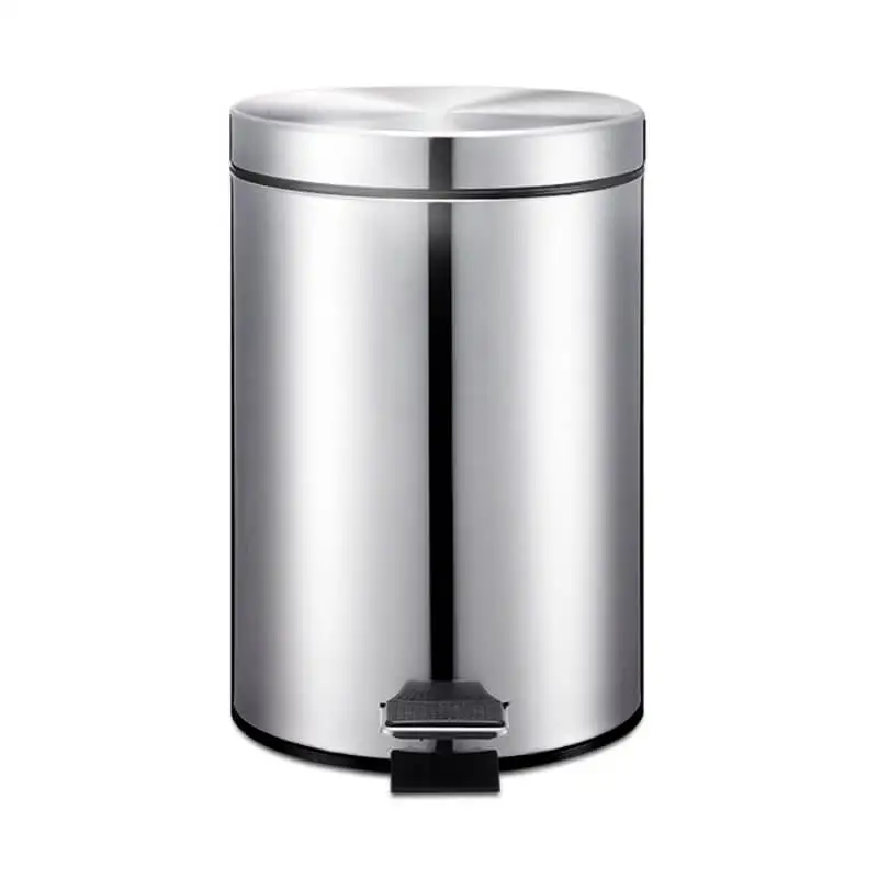 
Pedal Bin Small Hotel Brushed Stainless Steel Trashcan 3L 5L Non-slip Plastic Base Double Layer 