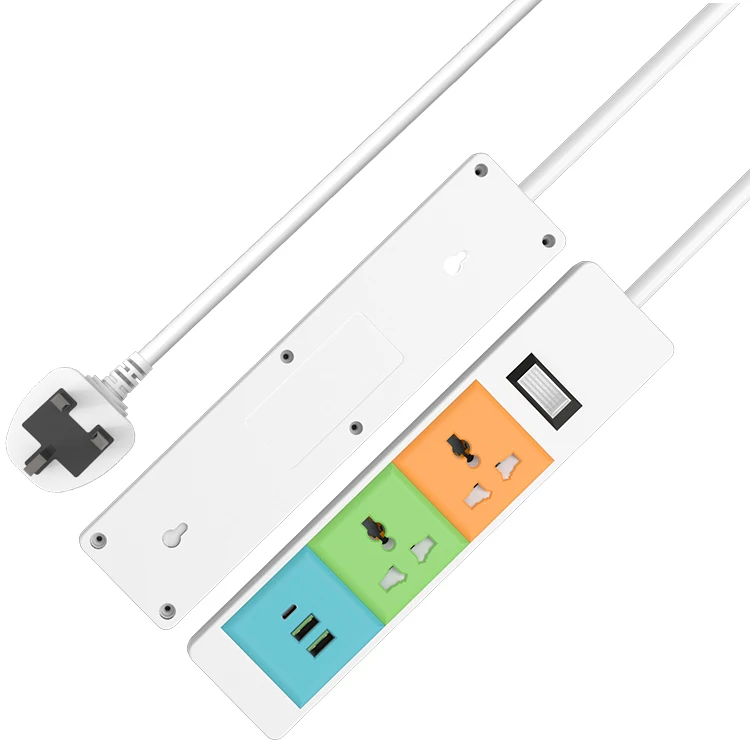 Factory wholesale 2 way power plug extension board with USB c port electric socket extension tabletop Power Strip