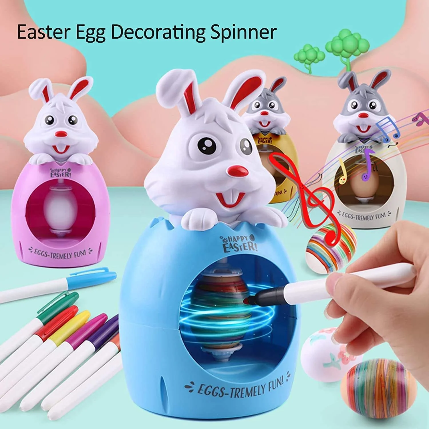 Игрушка Samtoy «сделай сам» мультяшный кролик моторизованное пасхальное яйцо Спиннер машина декоративная игрушка-мяч игрушка для рисования