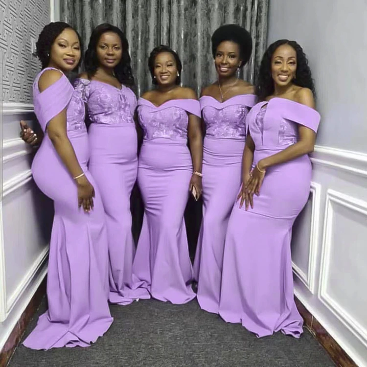 Elegant Floral Embroidery Sequin Off Shoulder Split Sexy Gowns Vestidos Wedding Maxi Evening Bridesmaid Dress
