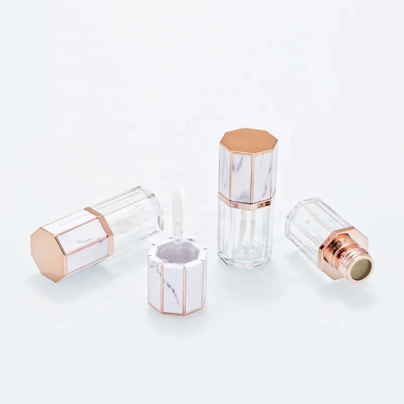 
5ml Luxury Marbling Top Cylinder Prism Lipgloss Empty Tube Customize Instock Plastic Tube 