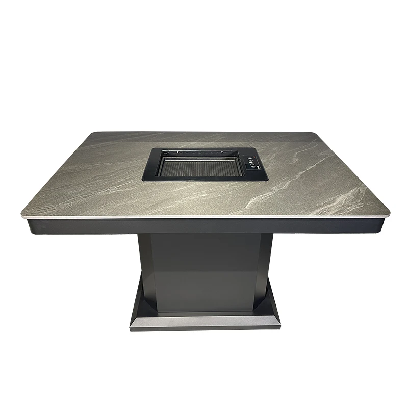 Custom Professional Indoor Korean BBQ Dining Tables Modern Smokeless Design Metal Restaurant Furniture for Hotels and Kitchens