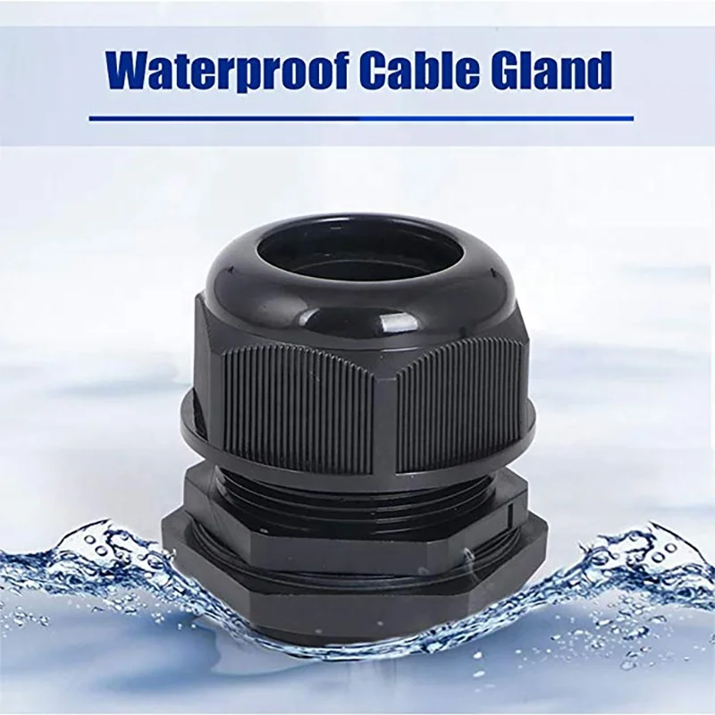 PG9 Cable Gland IP68 Waterproof Connector Electrical Black White Color Nylon PG13.5 Cable Gland