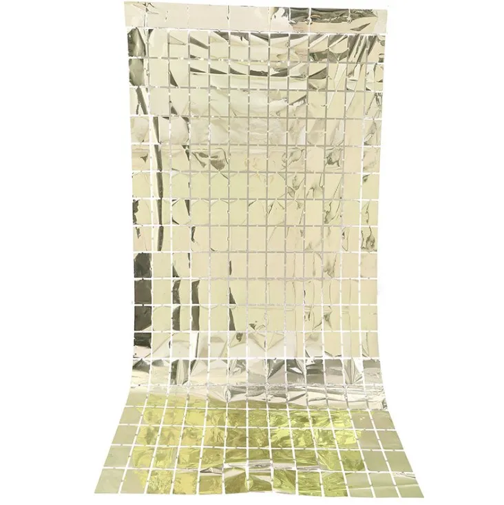 New 1*2m Party wall Decorations Photo Backdrop PET  Tinsel Metallic Fringe pastel pink tinsel gold foil curtain